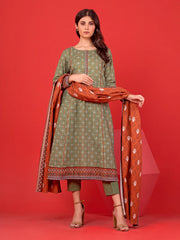 edenrobe Allure Lawn Unstitched Printed 3Pc Suit EWU23A1-26174