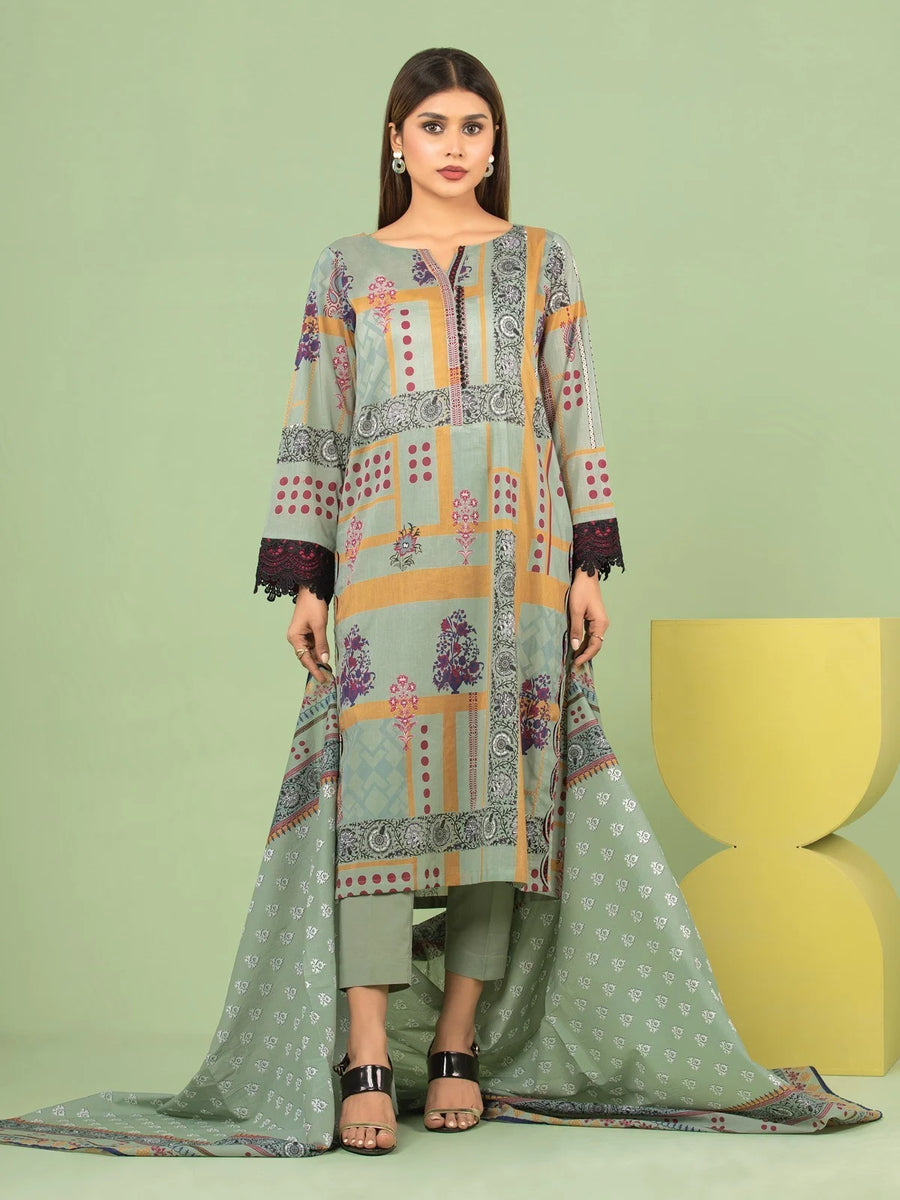 edenrobe Allure Lawn Unstitched Printed 3Pc Suit EWU23A1-26180