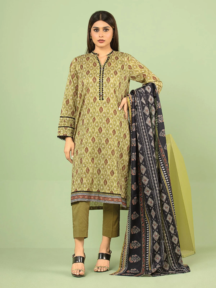 edenrobe Allure Lawn Unstitched Printed 3Pc Suit EWU23A1-26198
