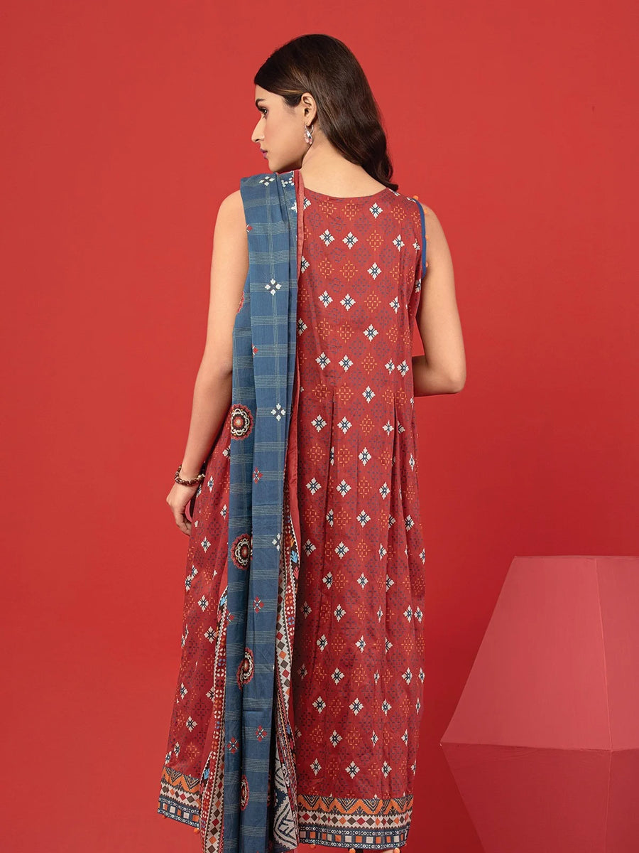 edenrobe Allure Lawn Unstitched Printed 3Pc Suit EWU23A1-26211