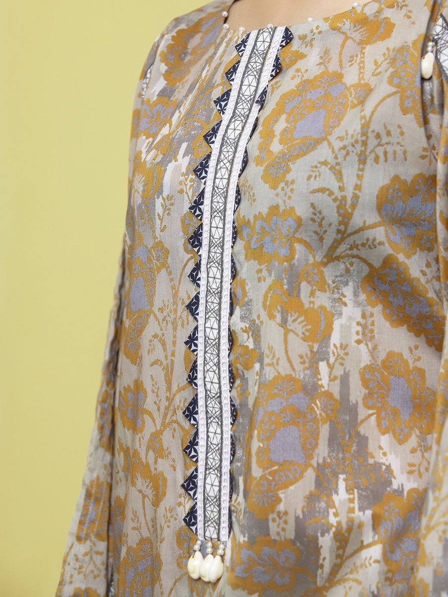 edenrobe Allure Lawn Unstitched Printed 3Pc Suit EWU23A1-26219