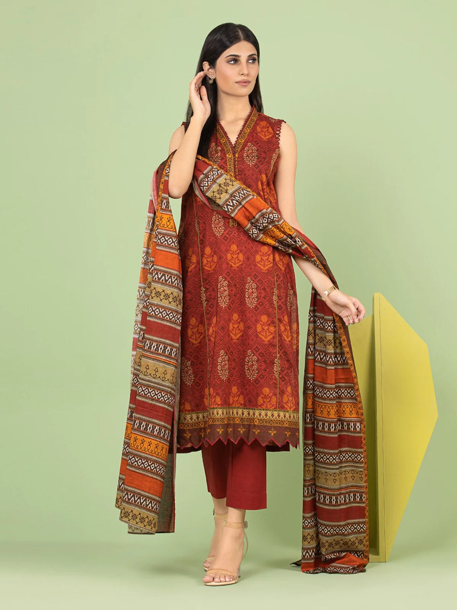 edenrobe Allure Lawn Unstitched Printed 3Pc Suit EWU23A1-26220