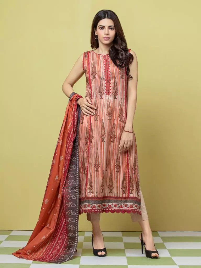 edenrobe Allure Lawn Unstitched Printed 3Pc Suit EWU23A1-26227