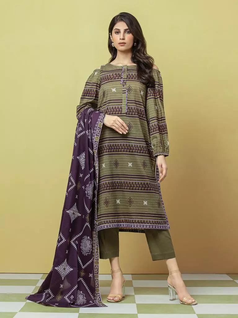 edenrobe Allure Lawn Unstitched Printed 3Pc Suit EWU23A1-26231