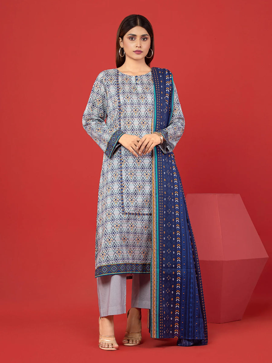 edenrobe Allure Lawn Unstitched Printed 3Pc Suit EWU23A1-26232