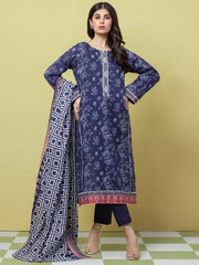 edenrobe Allure Lawn Unstitched Printed 3 Piece Suit EWU23A1-26244