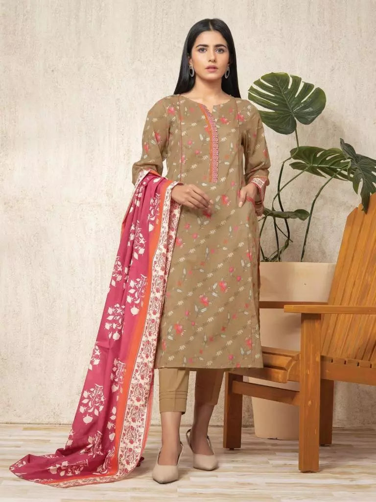 edenrobe Allure Lawn Unstitched Printed 3Pc Suit EWU23A1-26318