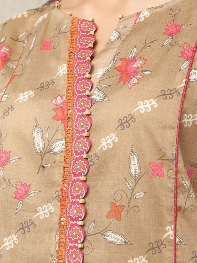 edenrobe Allure Lawn Unstitched Printed 3Pc Suit EWU23A1-26318