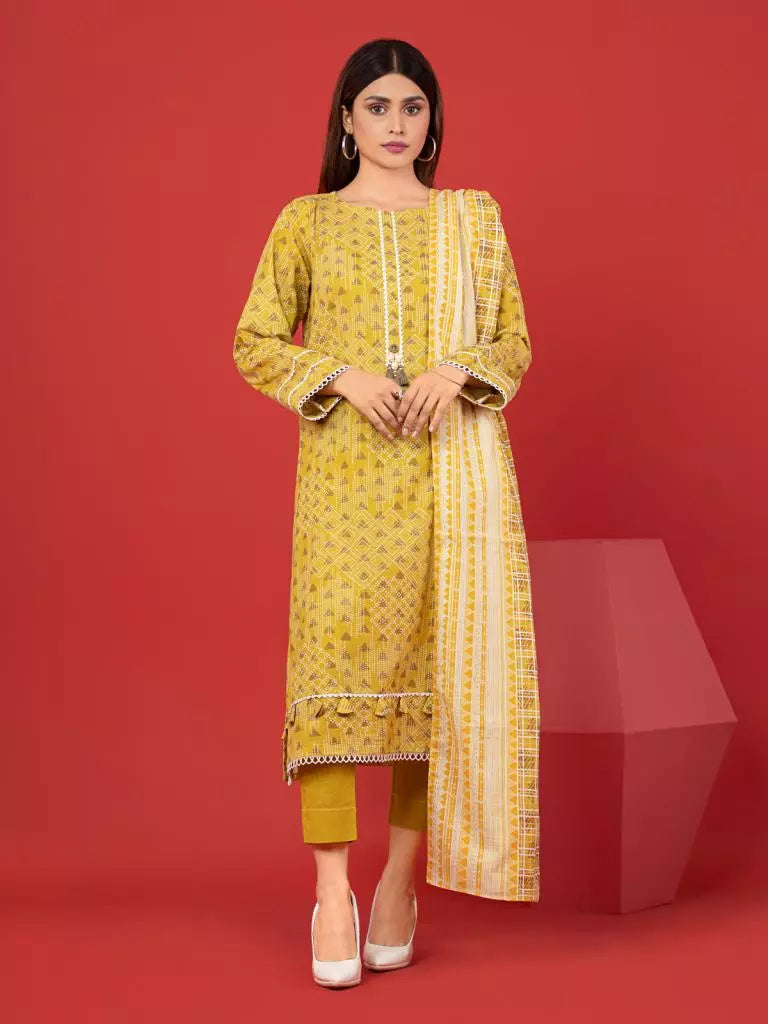 edenrobe Allure Lawn Unstitched Printed 3 Piece Suit EWU23A1-26335