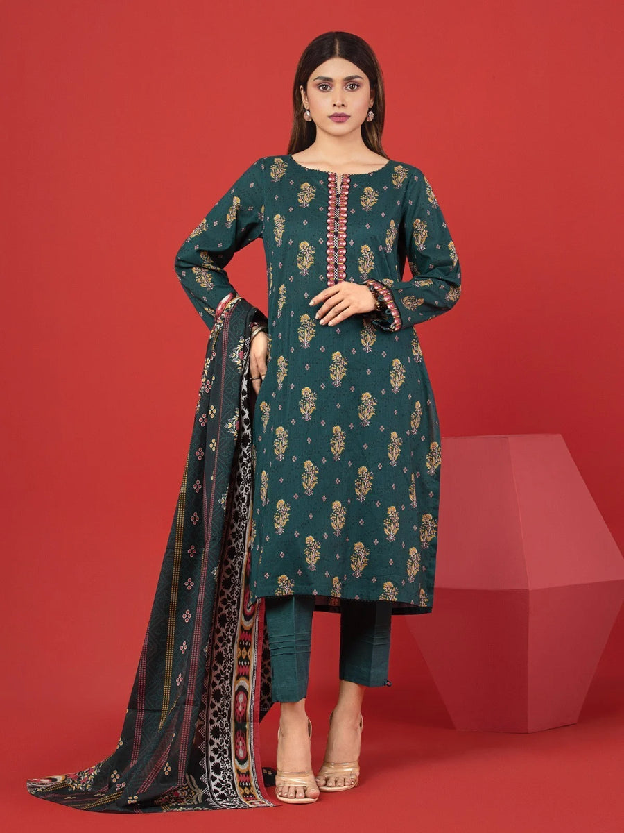 edenrobe Allure Lawn Unstitched Printed 3Pc Suit EWU23A1-26338