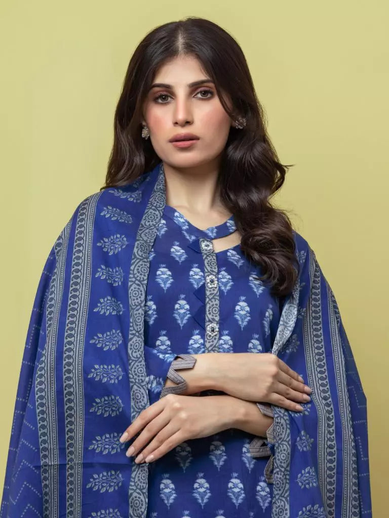 edenrobe Allure Lawn Unstitched Printed 3 Piece Suit EWU23A1-26343