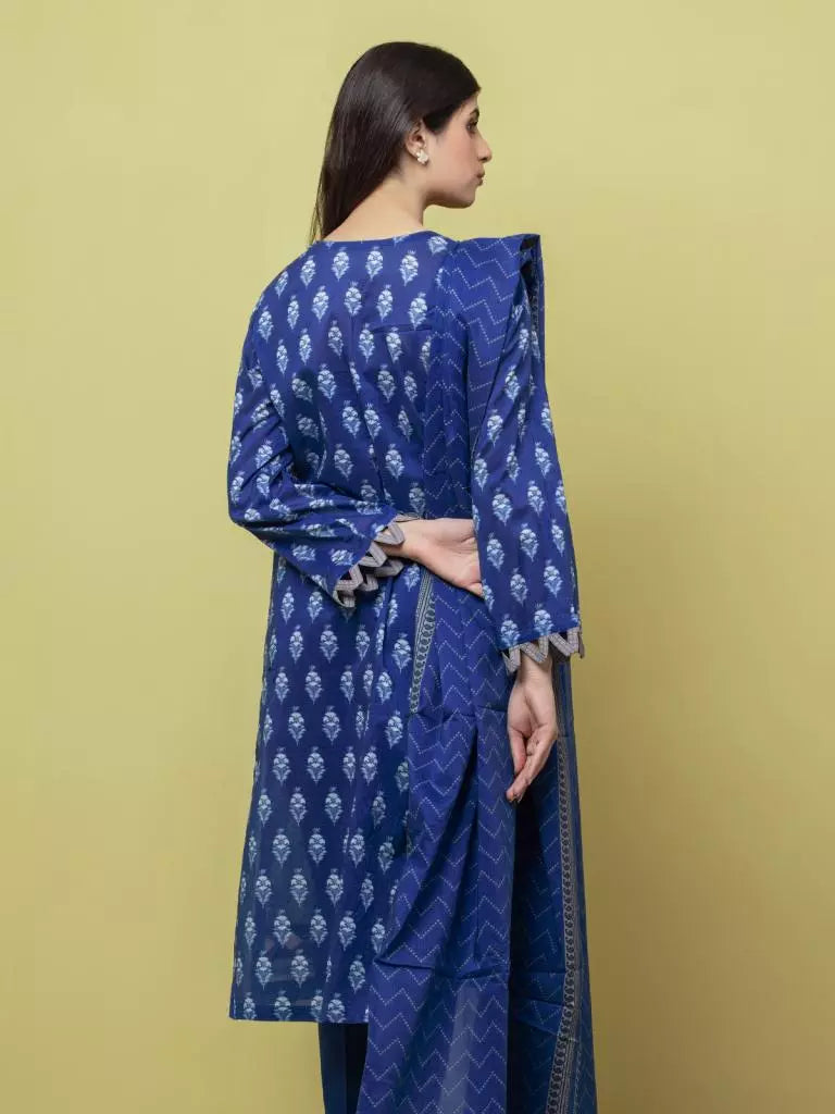 edenrobe Allure Lawn Unstitched Printed 3 Piece Suit EWU23A1-26343