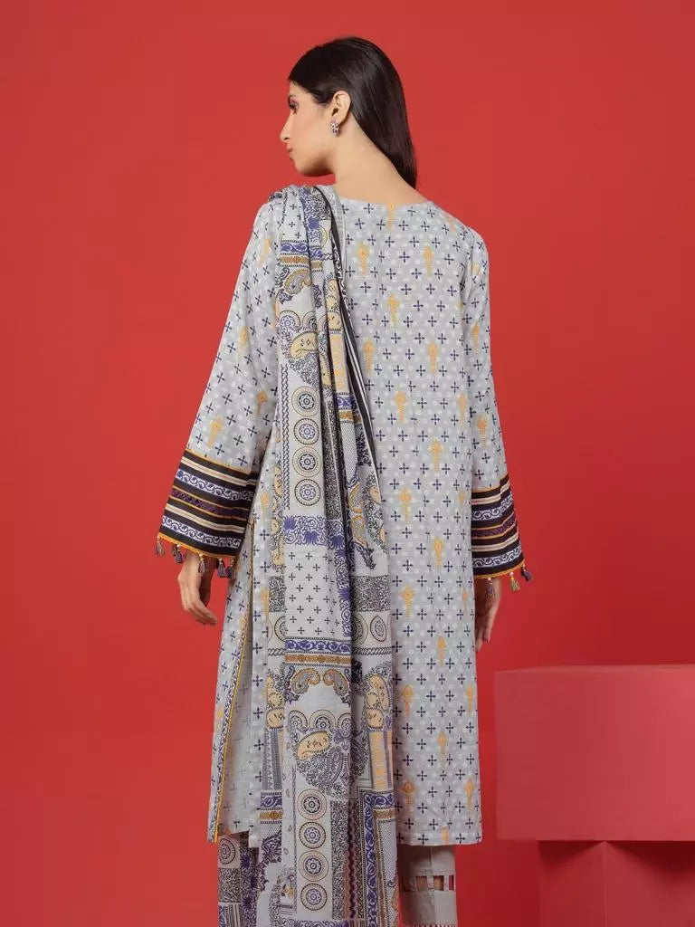edenrobe Allure Lawn Unstitched Printed 3Pc Suit EWU23A1-26372