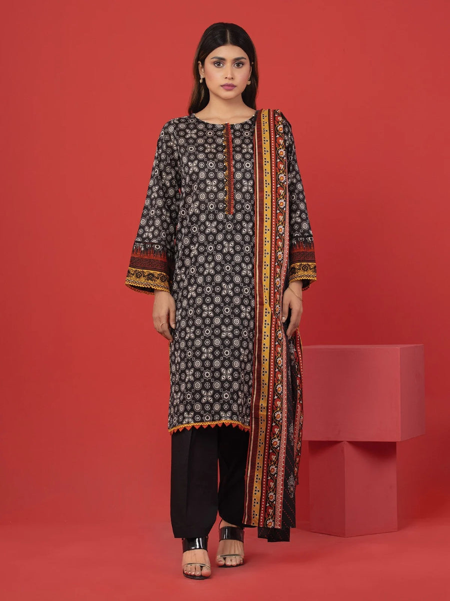 edenrobe Allure Lawn Unstitched Printed 3Pc Suit EWU23A1-26387