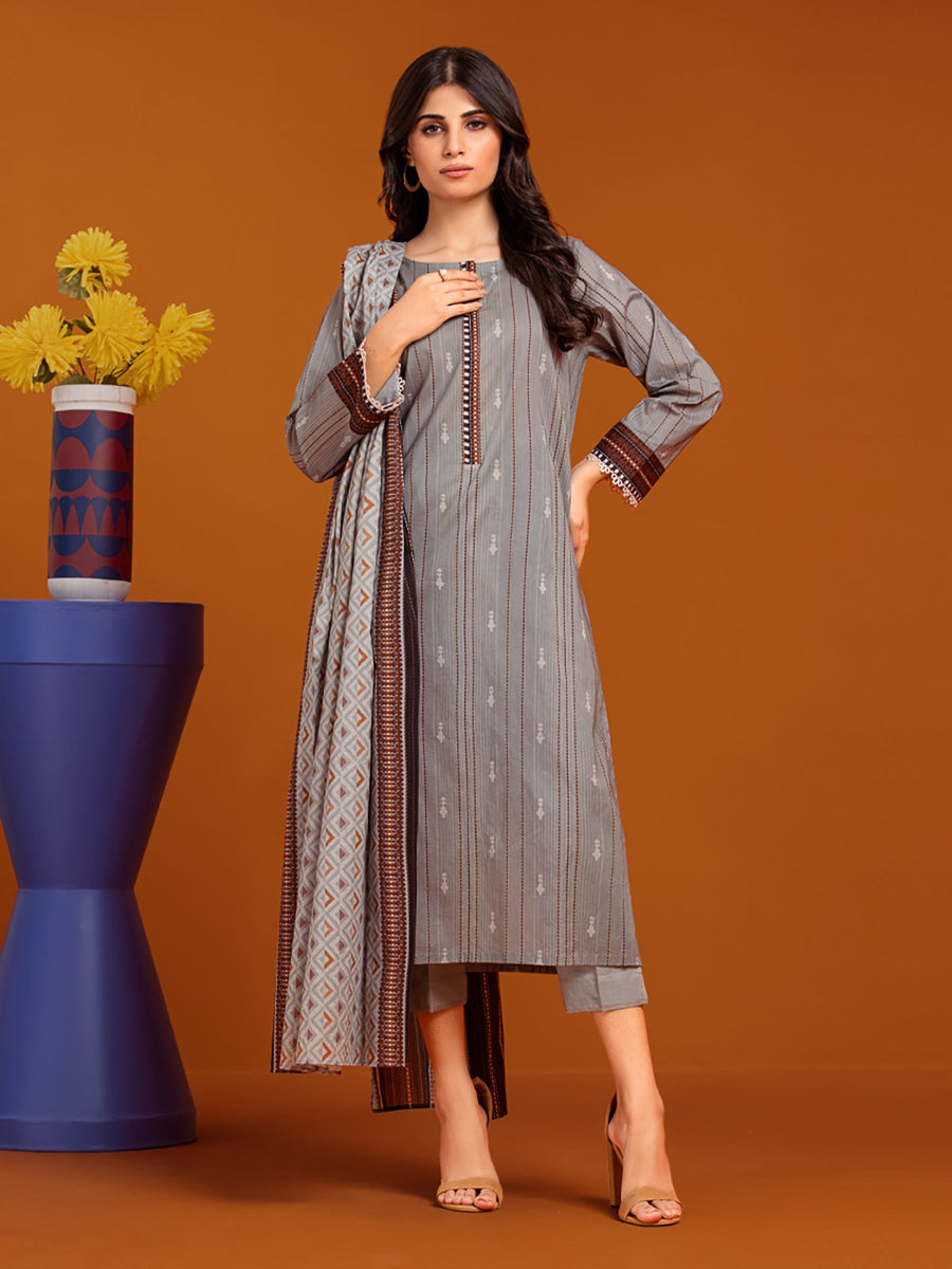 edenrobe Allure Printed Khaddar Unstitched 3Pc Suit EWU23A3-27003-3P