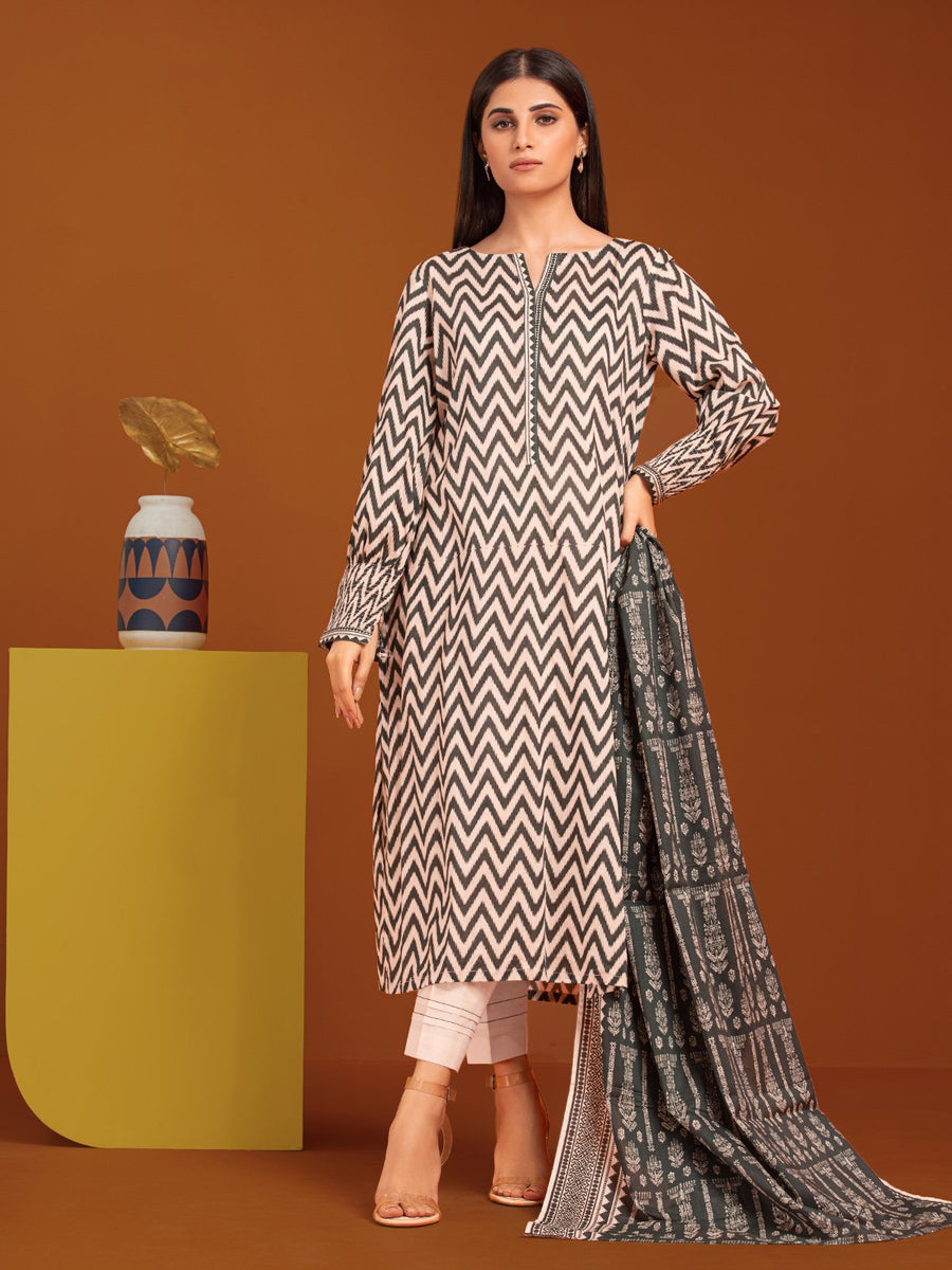 edenrobe Allure Printed Khaddar Unstitched 3Pc Suit EWU23A3-27032-3P