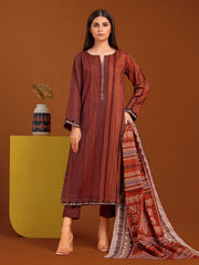 edenrobe Allure Printed Khaddar Unstitched 3Pc Suit EWU23A3-27060-3P