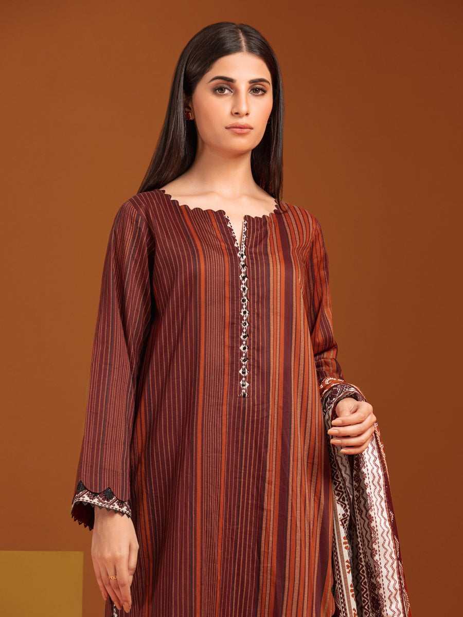 edenrobe Allure Printed Khaddar Unstitched 3Pc Suit EWU23A3-27060-3P