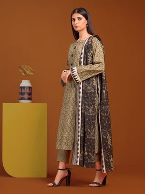 edenrobe Allure Printed Khaddar Unstitched 3Pc Suit EWU23A3-27067-3P