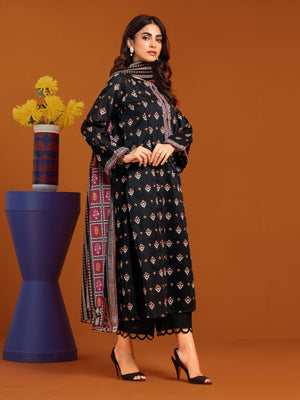 edenrobe Allure Printed Khaddar Unstitched 3Pc Suit EWU23A3-27072-3P