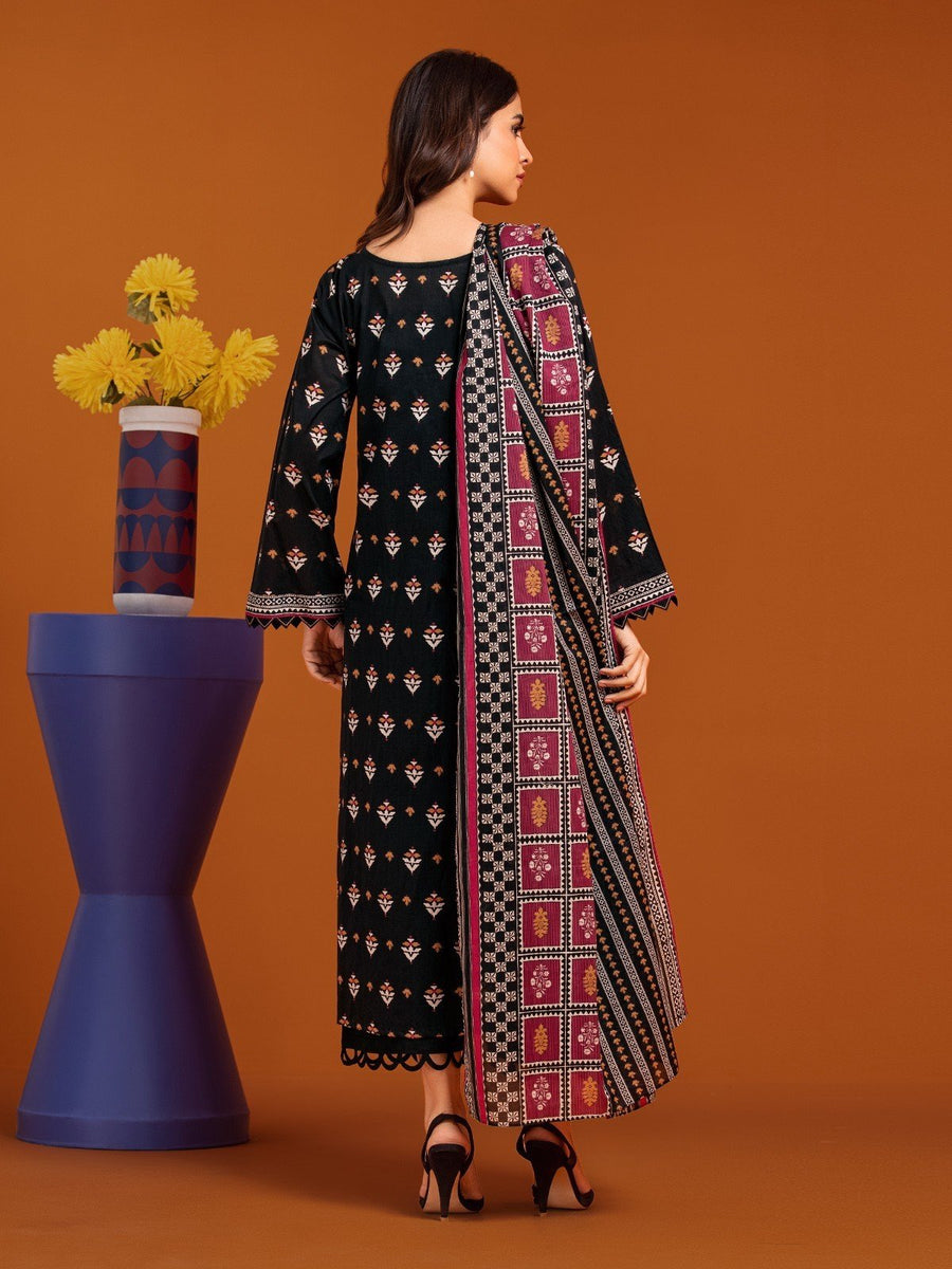 edenrobe Allure Printed Khaddar Unstitched 3Pc Suit EWU23A3-27072-3P