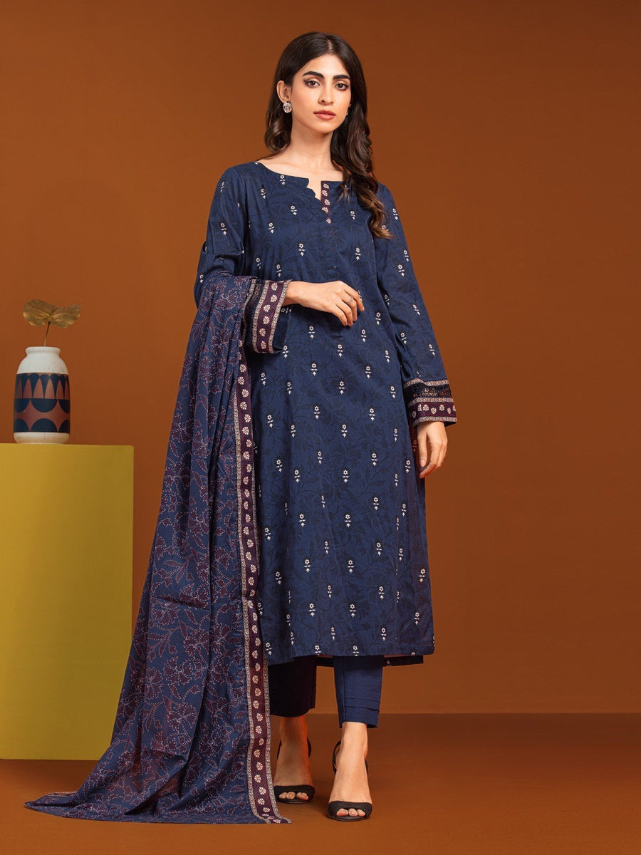 edenrobe Allure Printed Khaddar Unstitched 3Pc Suit EWU23A3-27077-3P