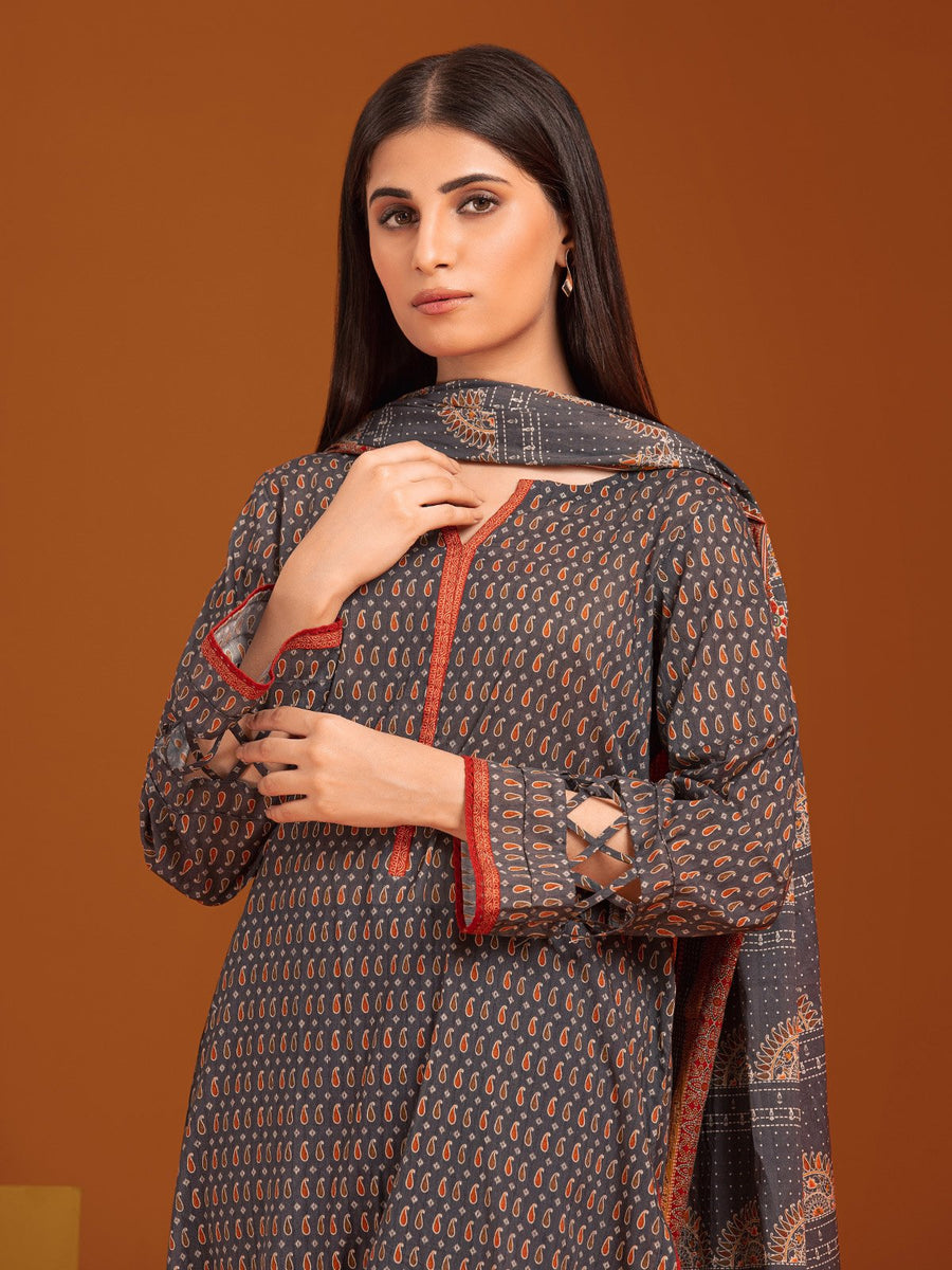 edenrobe Allure Printed Khaddar Unstitched 3Pc Suit EWU23A3-27096-3P