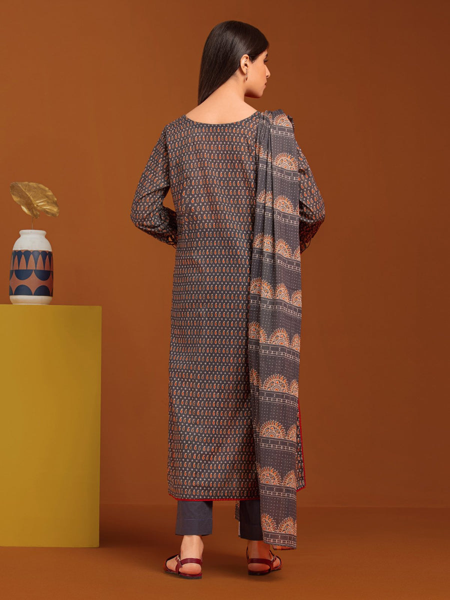 edenrobe Allure Printed Khaddar Unstitched 3Pc Suit EWU23A3-27096-3P