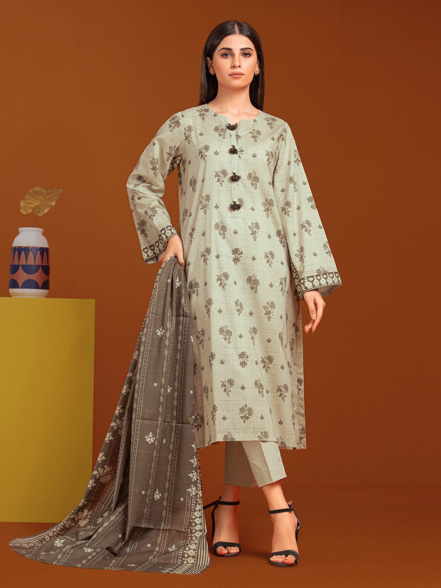 edenrobe Allure Printed Khaddar Unstitched 3Pc Suit EWU23A3-27100-3P