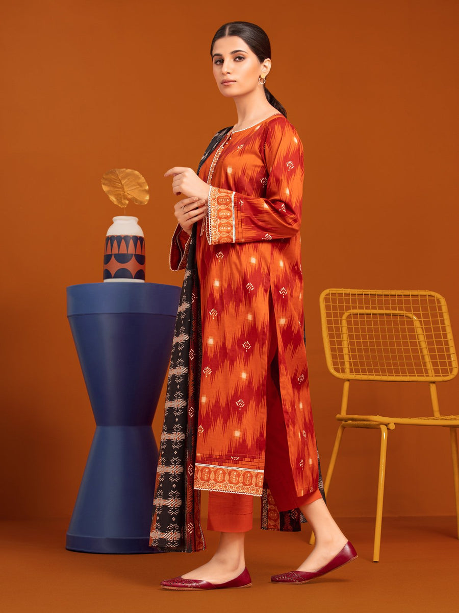 edenrobe Allure Printed Khaddar Unstitched 3Pc Suit EWU23A3-27101-3P
