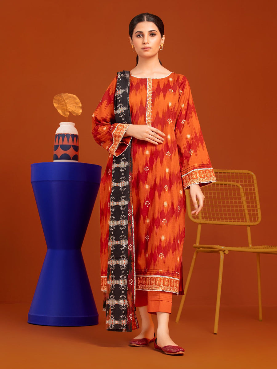 edenrobe Allure Printed Khaddar Unstitched 3Pc Suit EWU23A3-27101-3P