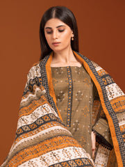 edenrobe Allure Printed Khaddar Unstitched 3Pc Suit EWU23A3-27110-3P