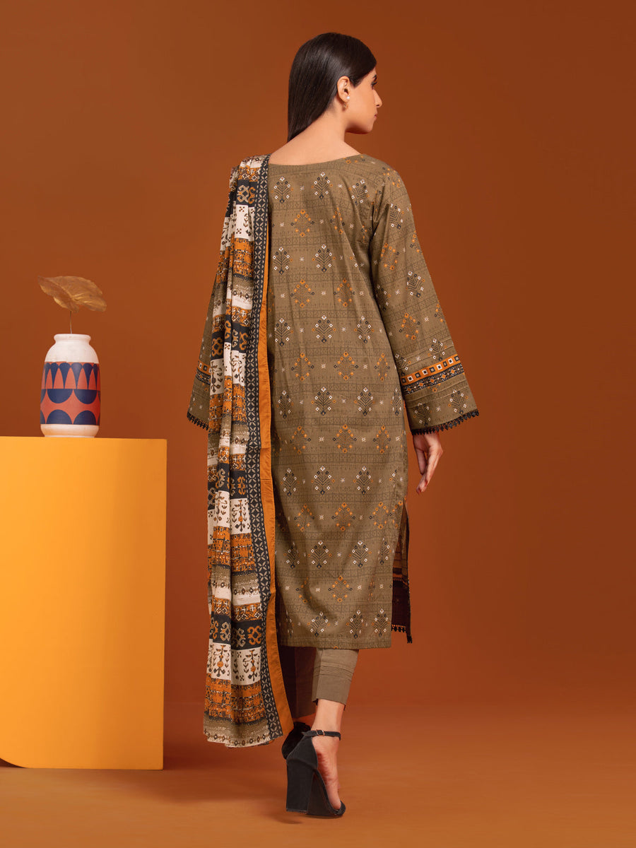 edenrobe Allure Printed Khaddar Unstitched 3Pc Suit EWU23A3-27110-3P