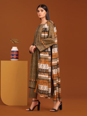 edenrobe Allure Printed Khaddar Unstitched 3Pc Suit EWU23A3-27110-3P