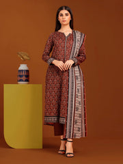 edenrobe Allure Printed Khaddar Unstitched 3Pc Suit EWU23A3-27118-3P