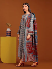 edenrobe Allure Printed Khaddar Unstitched 3Pc Suit EWU23A3-27126-3P