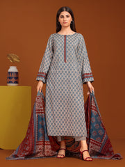 edenrobe Allure Printed Khaddar Unstitched 3Pc Suit EWU23A3-27126-3P