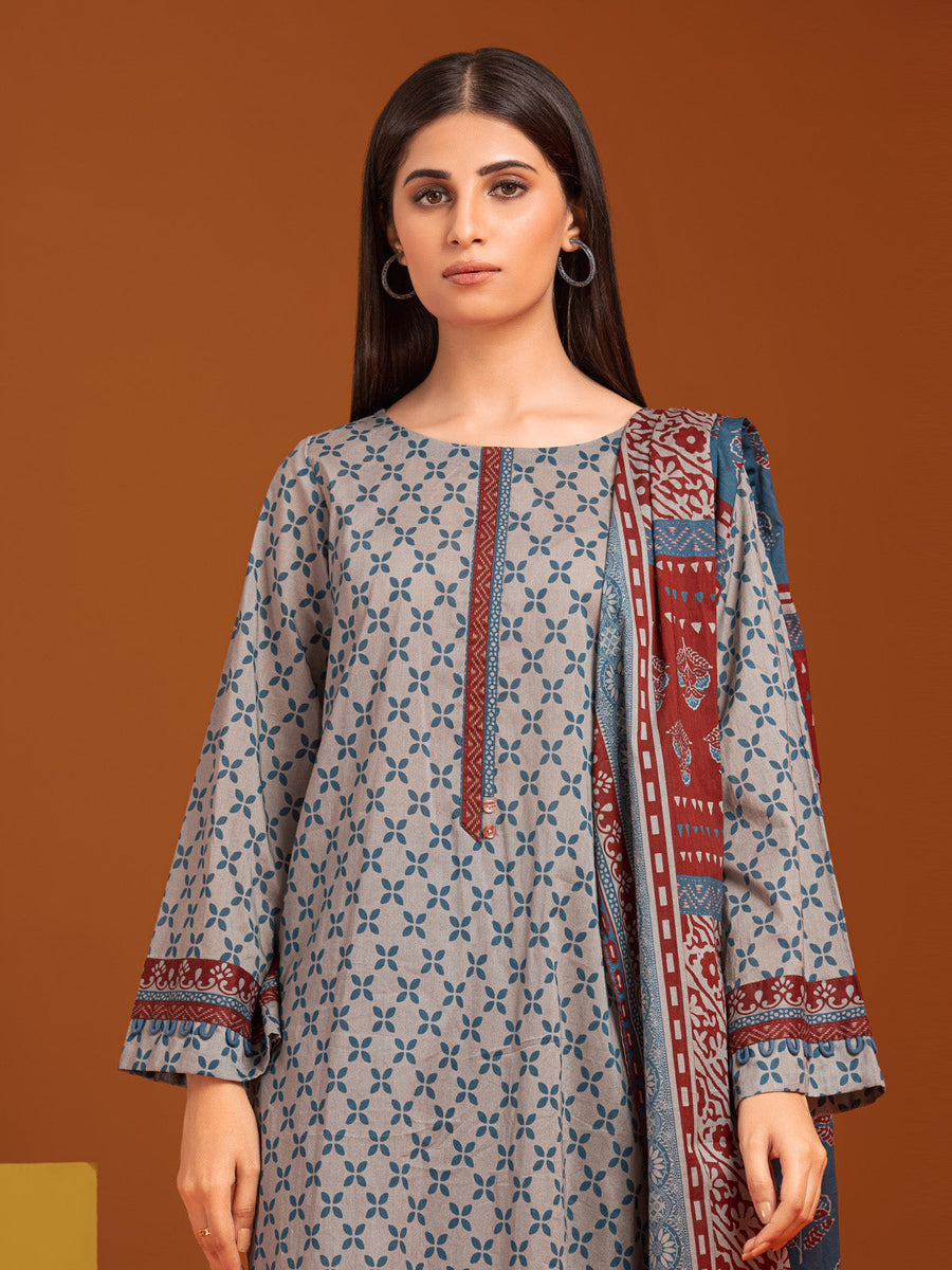 edenrobe Allure Printed Khaddar Unstitched 3Pc Suit EWU23A3-27126-3P