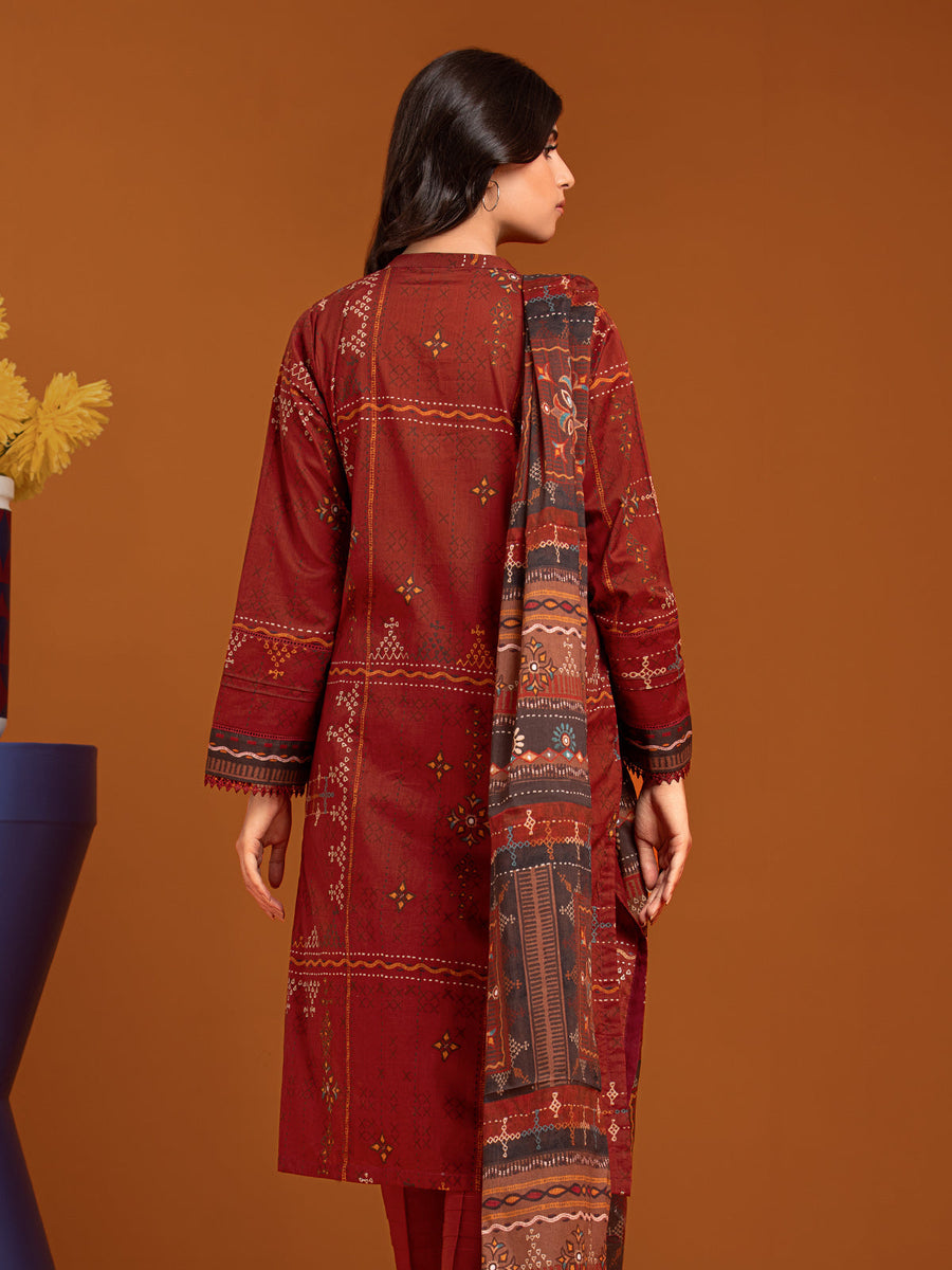 edenrobe Allure Printed Khaddar Unstitched 3Pc Suit EWU23A3-27161-3P