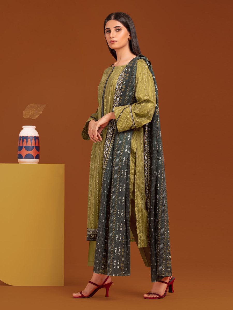 edenrobe Allure Printed Khaddar Unstitched 3Pc Suit EWU23A3-27170-3P