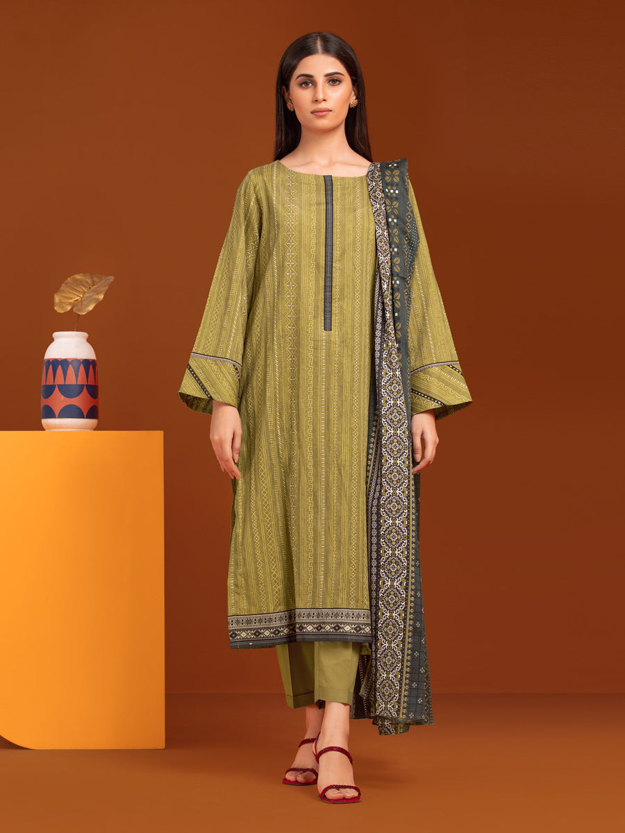edenrobe Allure Printed Khaddar Unstitched 3Pc Suit EWU23A3-27170-3P