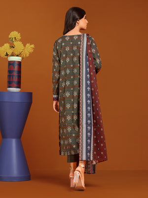 edenrobe Allure Printed Khaddar Unstitched 3Pc Suit EWU23A3-27174-3P