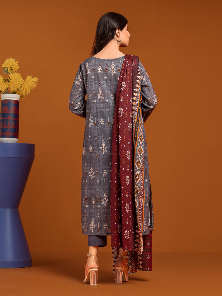edenrobe Allure Printed Khaddar Unstitched 3Pc Suit EWU23A3-27192-3P