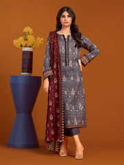 edenrobe Allure Printed Khaddar Unstitched 3Pc Suit EWU23A3-27192-3P