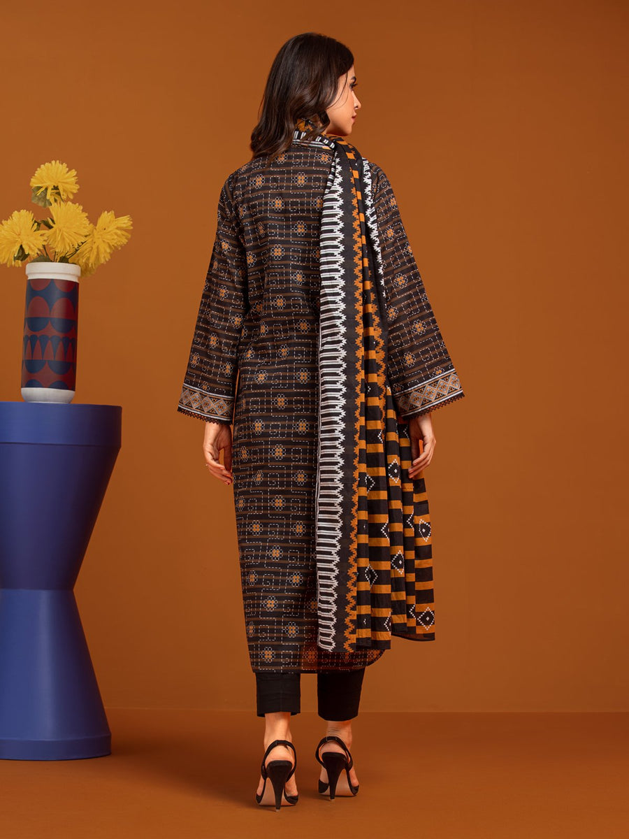 edenrobe Allure Printed Khaddar Unstitched 3Pc Suit EWU23A3-27194-3P