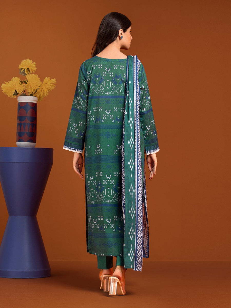 edenrobe Allure Printed Khaddar Unstitched 3Pc Suit EWU23A3-27143-3P