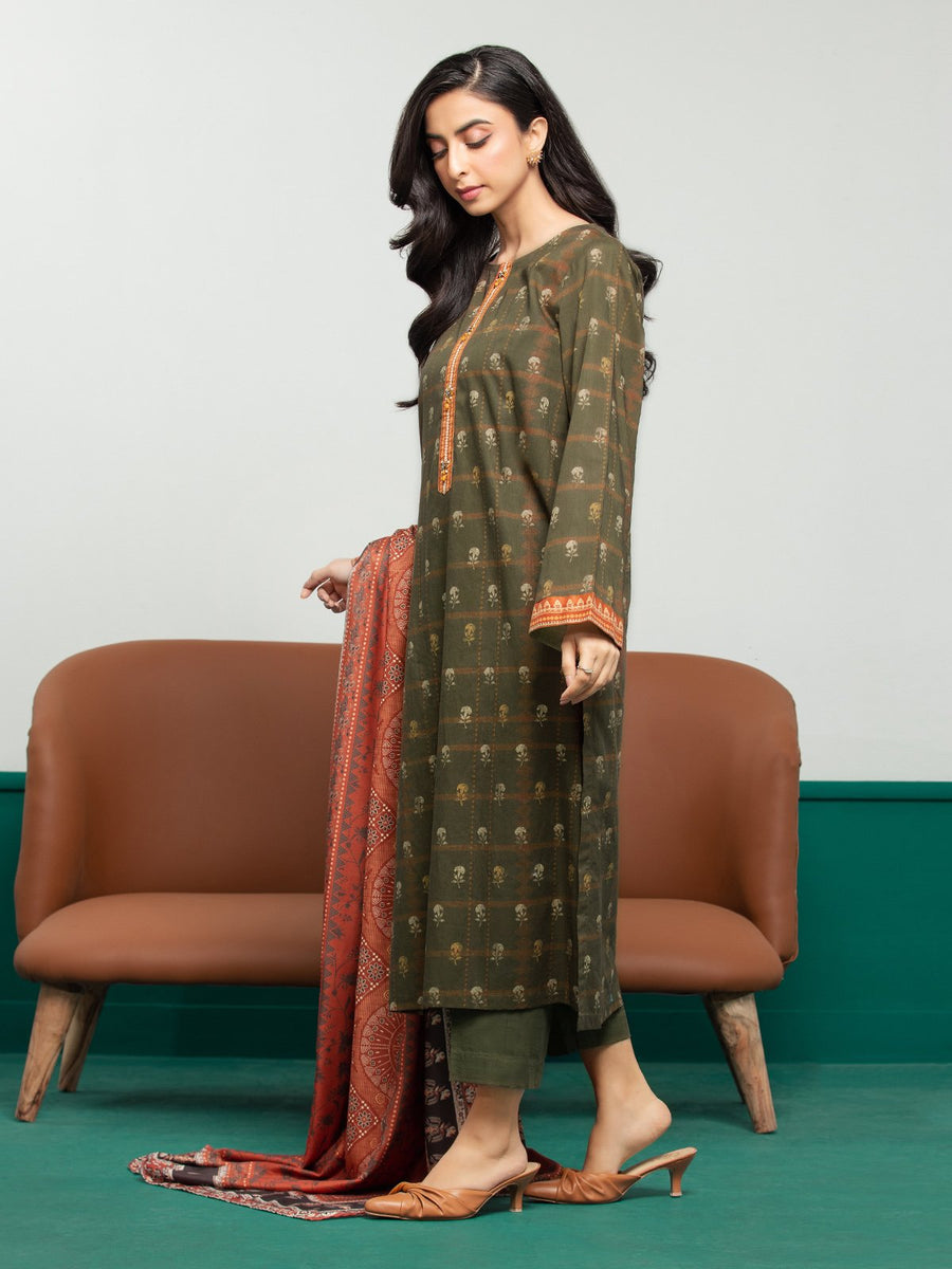 edenrobe Allure Printed Khaddar Unstitched 3Pc Suit EWU23A3S-27601-3P