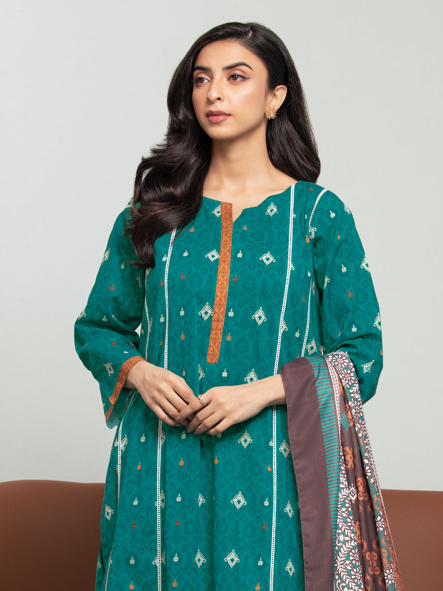 edenrobe Allure Printed Khaddar Unstitched 3Pc Suit EWU23A3S-27603-3P