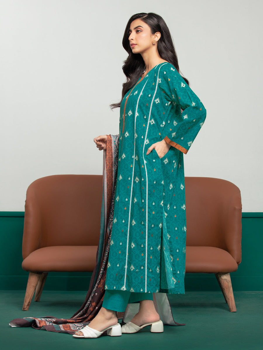 edenrobe Allure Printed Khaddar Unstitched 3Pc Suit EWU23A3S-27603-3P