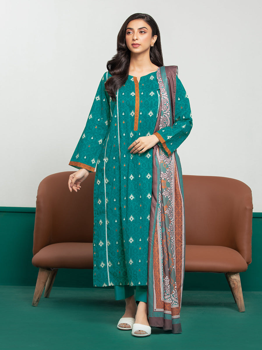 edenrobe Allure Printed Khaddar Unstitched 3Pc Suit EWU23A3S-27603-3P